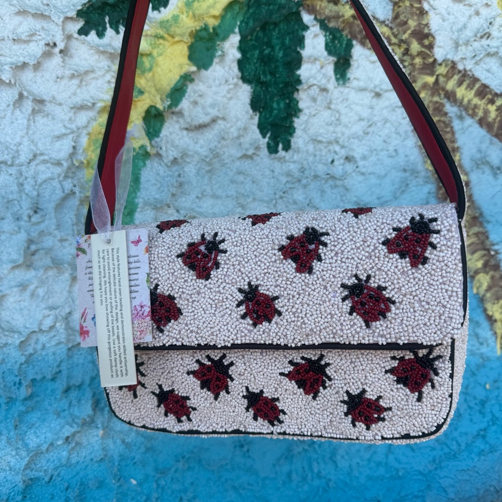Beaded Ladybug Shoulder Bag Y2K Coquette Mini Purse Statement NWT